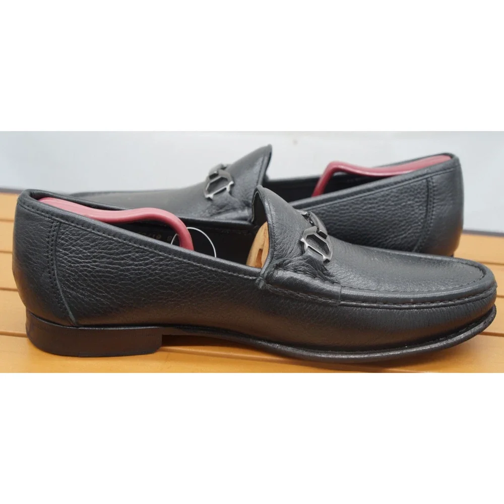 Allen Edmonds Vinci Black Leather Bit Loafers Moccasins Slip On Mens 9.5D Italy